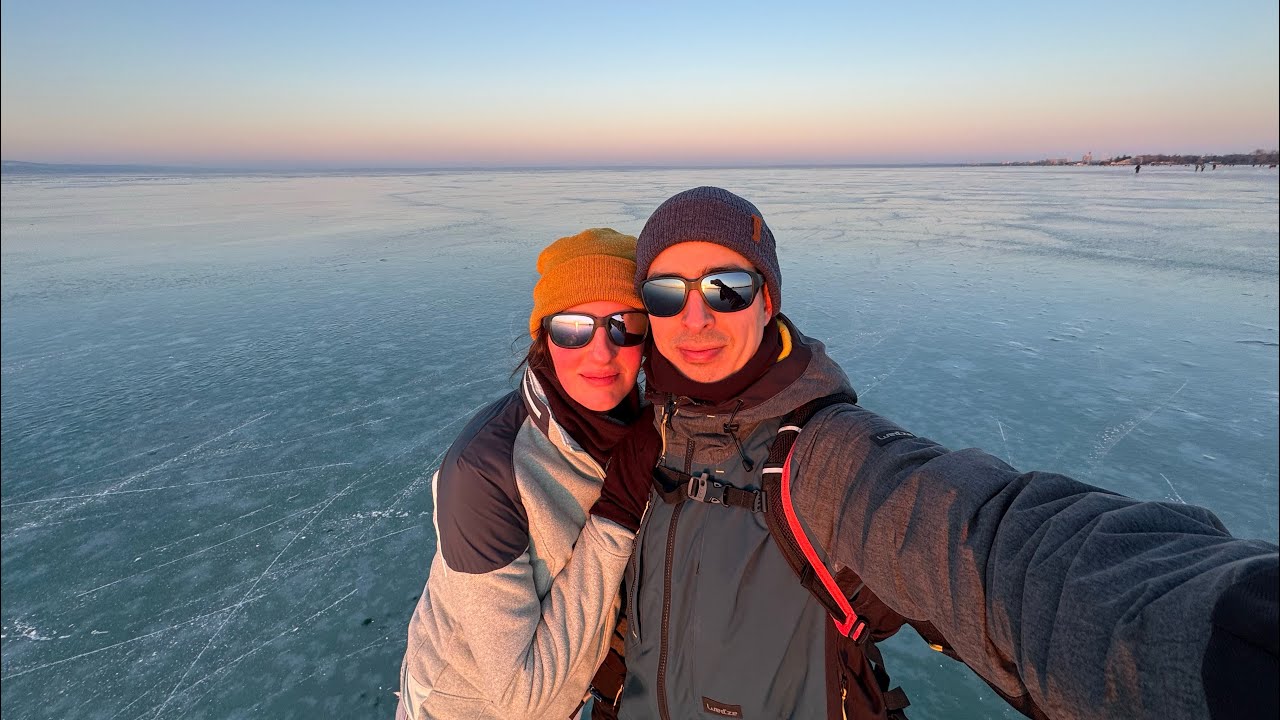 Ice Skating on Frozen Lake Balaton near Siófok | Winter 2026