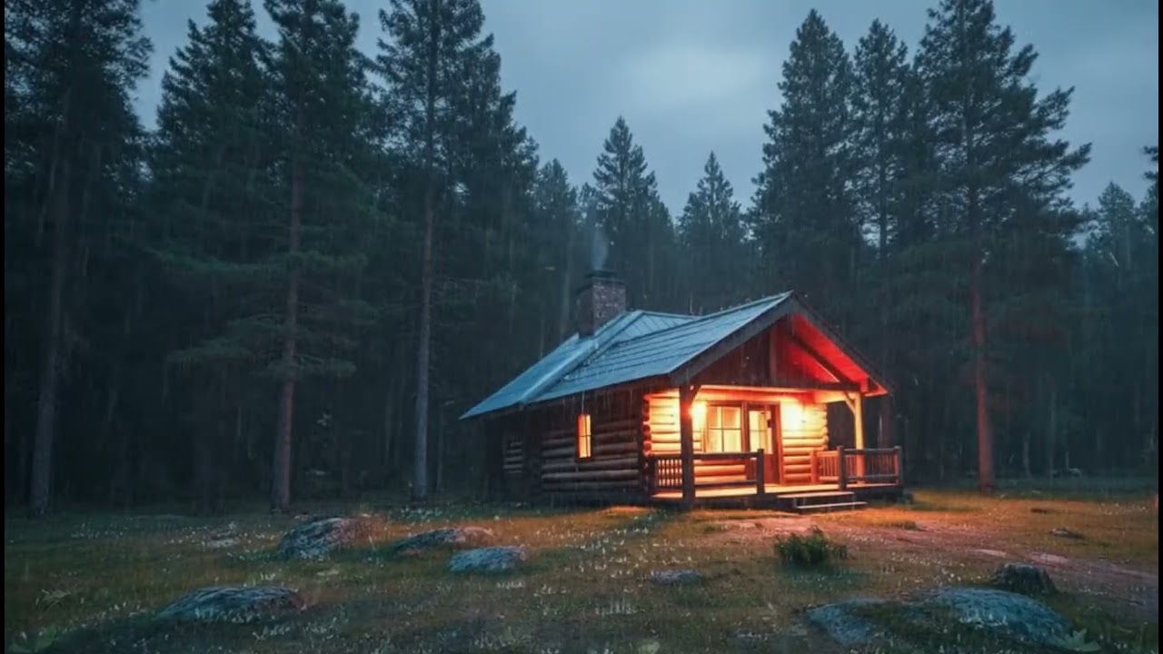 Rainy Night in a Cozy Wooden Cabin – Deep Sleep Rain Sounds | RAIN