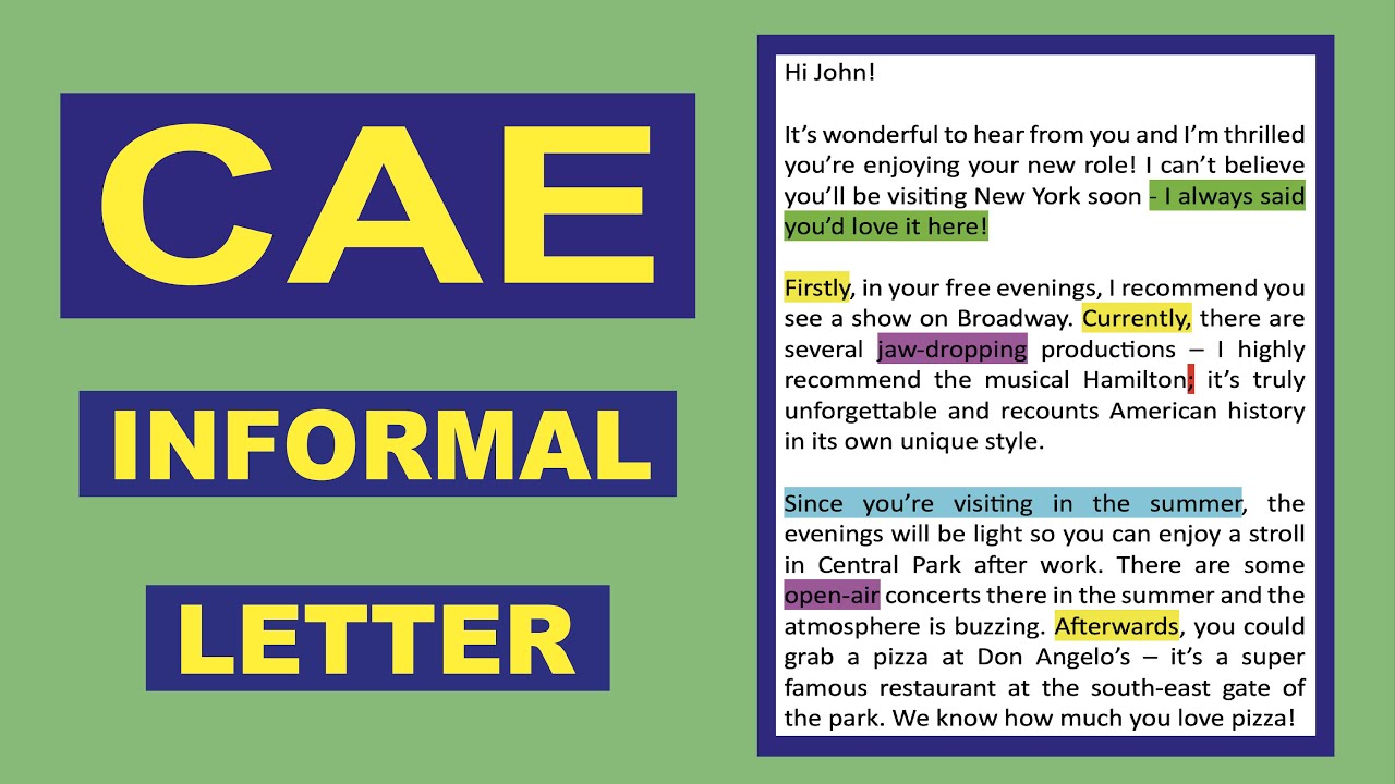 C1 Writing Tips:  CAE Writing An Informal Letter