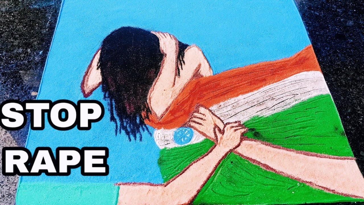 15 aug #Rangoli for competition# stop rape step by step by anuradha Sahu ☺️