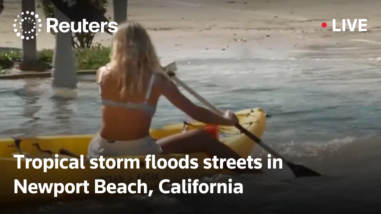 LIVE: Tropical storm floods streets in Newport Beach, California