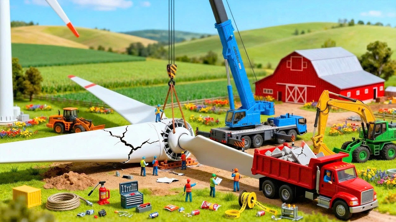 Miniature Construction: Installing Wind Turbines for the Farm After Migratory Bird Damage ⚡