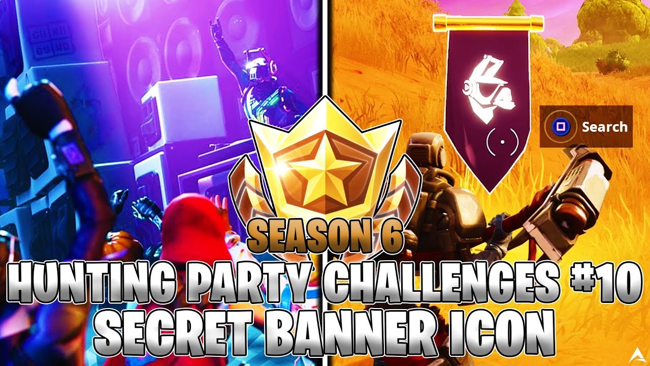 SECRET BANNER ICON LOCATION! Week 10 Hunting Party Challenges (Fortnite Season 6)