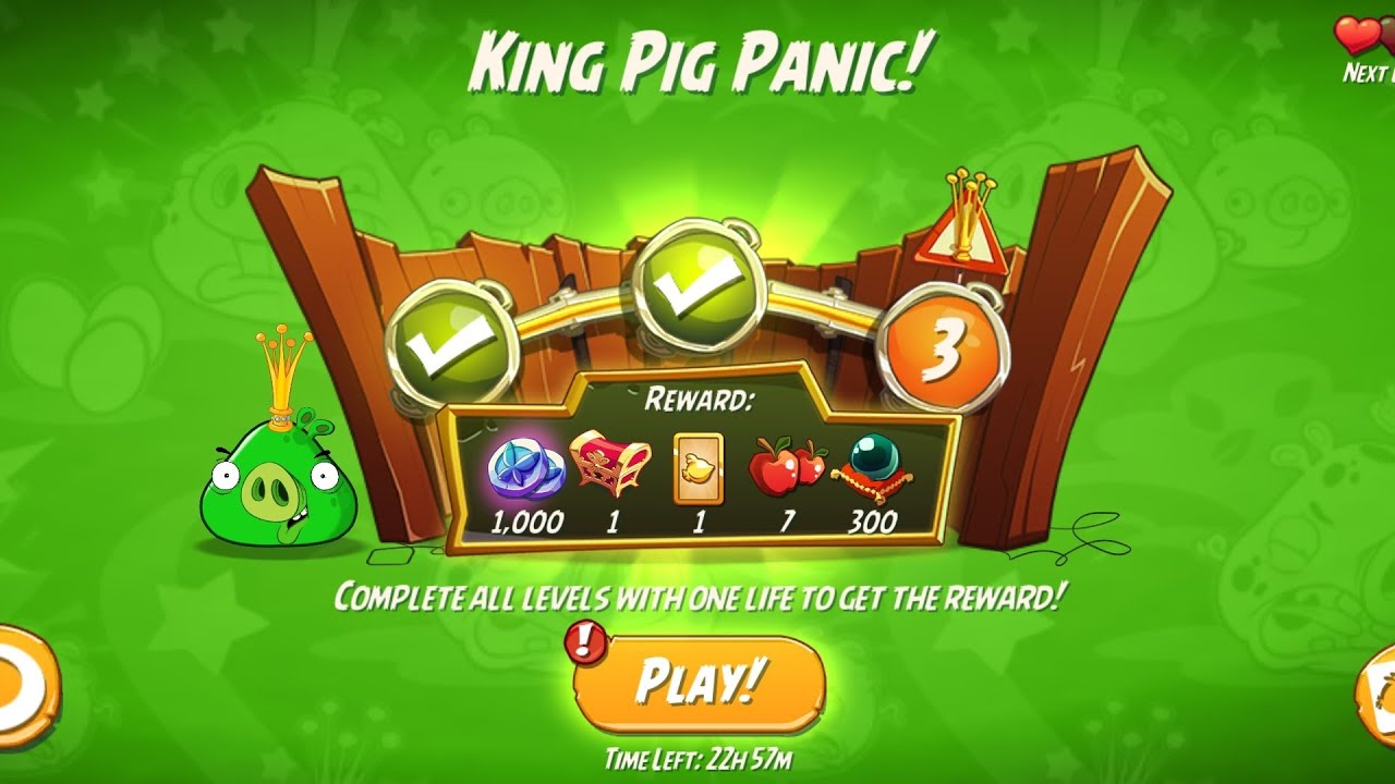 King Pig Panic ✅ All Level Complete 💯   Angry 💢 Birds 2 Dally Challenge 