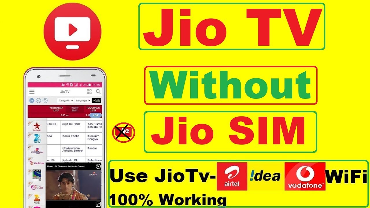 Jio TV Without Jio Sim | Use Other Sim Idea,Vodafone,Airtel or WiFi connection  & Jio TV Casting