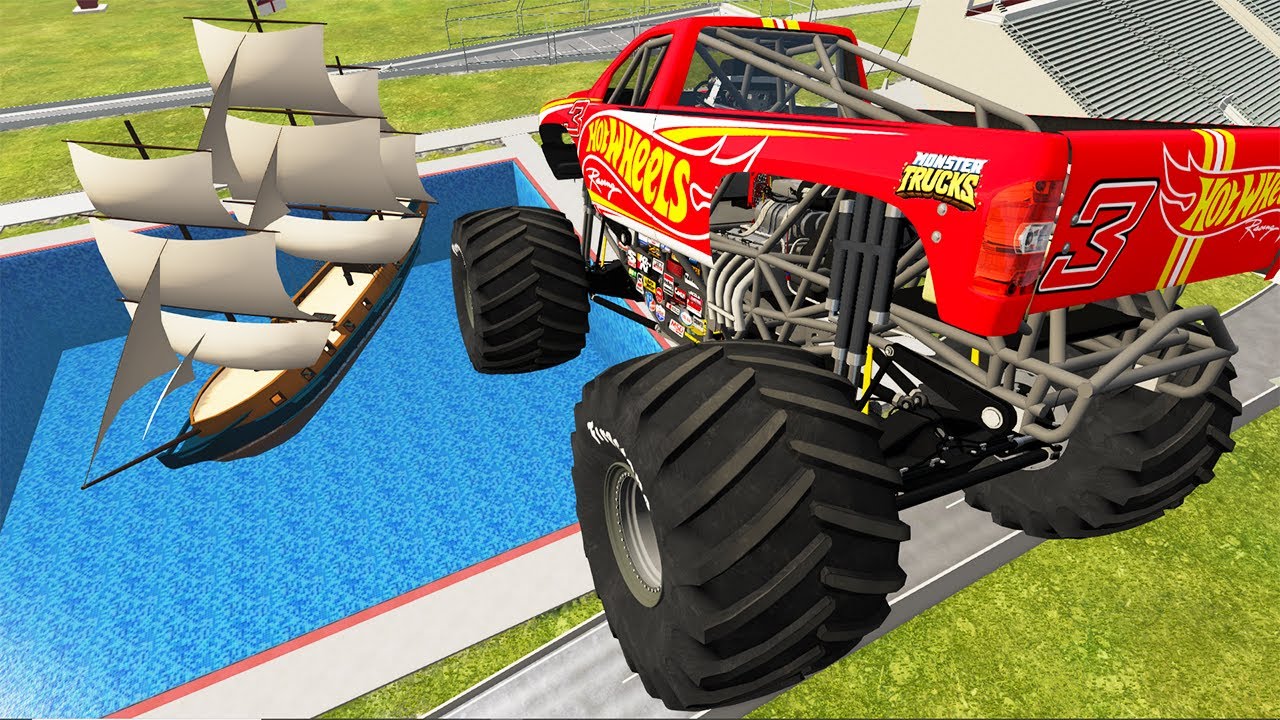 Monster Truck vs Giant Pit Car Crashes & Destruction #23 – BeamNG.Drive