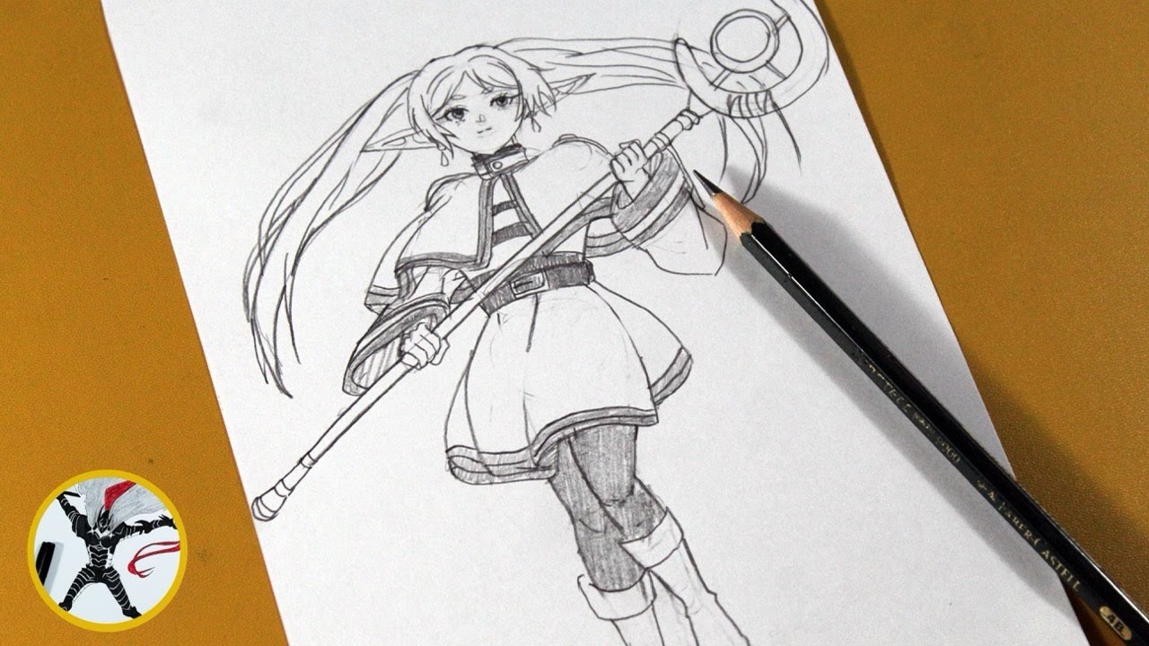 How to Draw Frieren Full body Step by Step – Sousou no Frieren Anime Drawing Tutorial