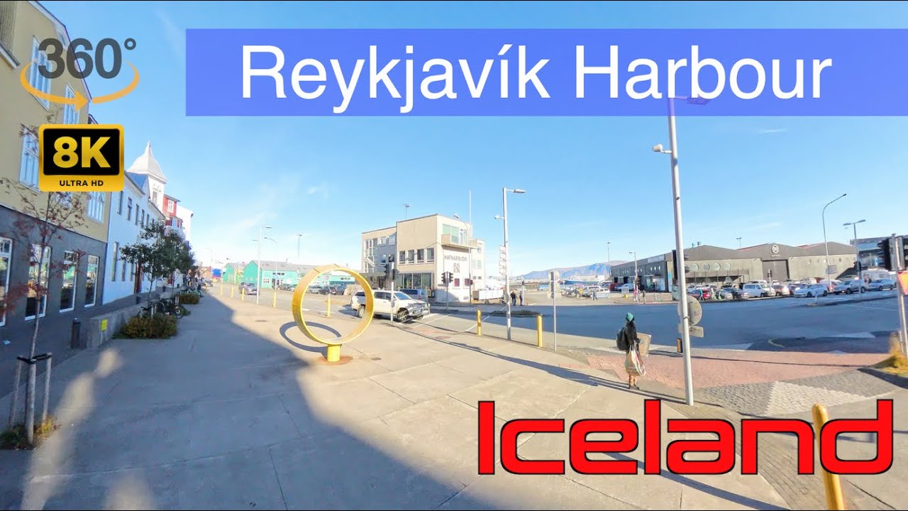 360 8K Walk past the Harbour to the North end of the city Reykjavík, Iceland