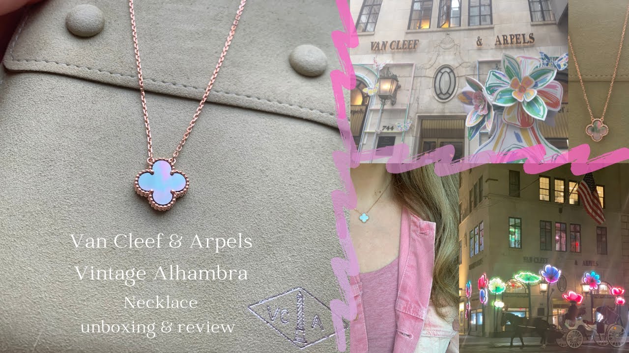 Van Cleef & Arpels Vintage Alhambra necklace in rose gold & gray mother-of-pearl unboxing + review