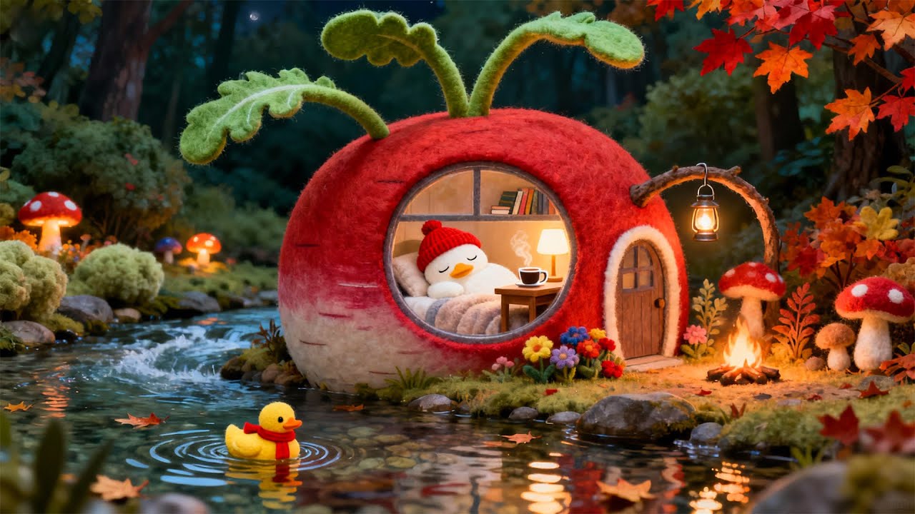 Cozy Forest Cabin Night &mdash; Lofi Jazz Beats for Study, Relax & Sleep ( with Rain sounds)