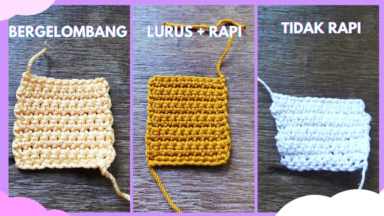 Tips Untuk pemula agar rajutan rapi, tidak bergelombang atau melar / Tusuk tunggal (SC)