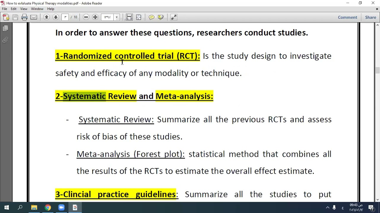 1-Introduction, Study designs (Randomized Controlled Trial - Systeamtic Review and Meta-analysis)