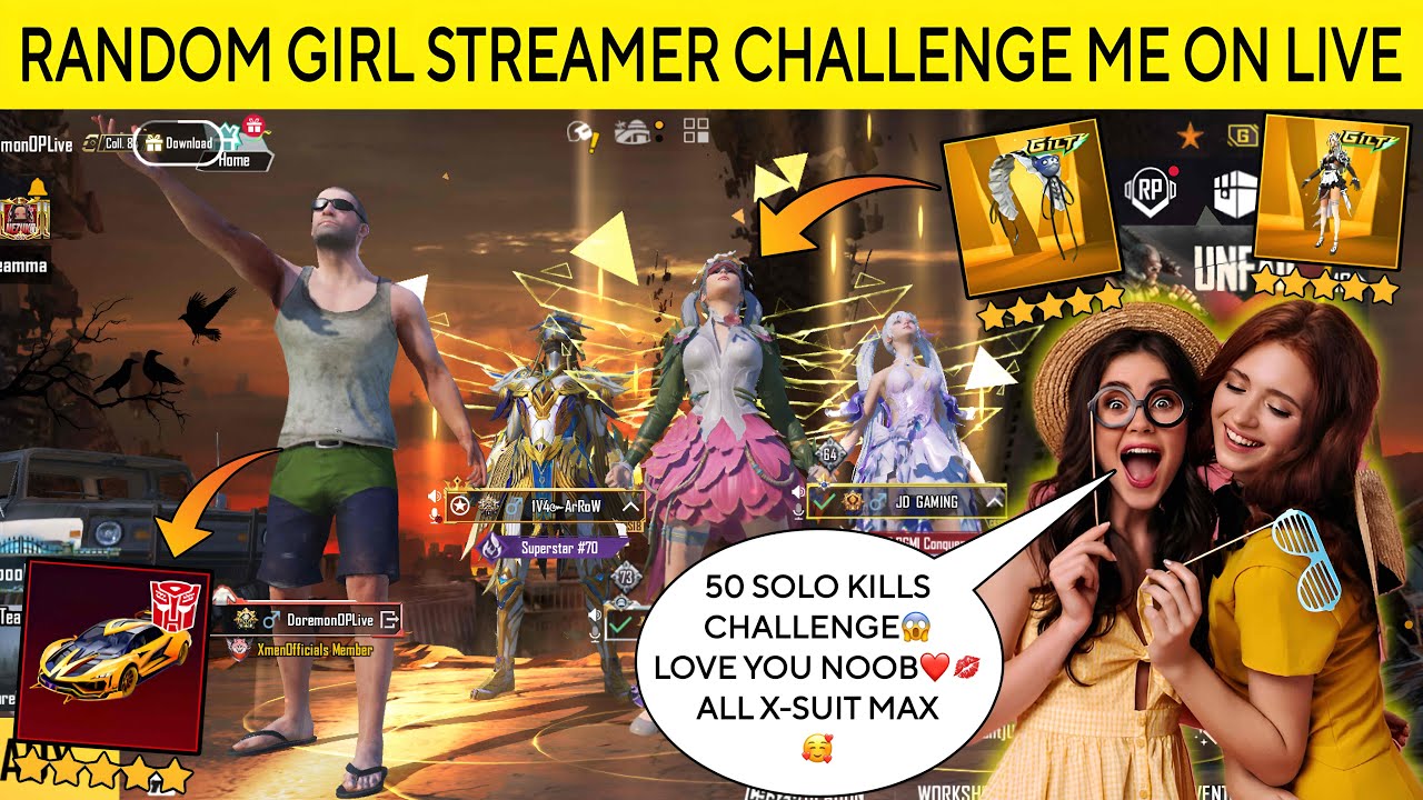 RANDOM GIRL😍 STREAMER CHALLENGE ME ON LIVE 50KILLS🤯 SHOCKED😱 AFTER SEEING MY NEW SUPERCARS🥰 #prank