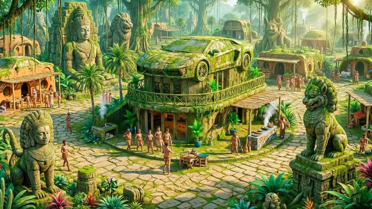 160 Days to Build an Ancient Mayan Structure Covered in Green Moss Using Primitive Tools