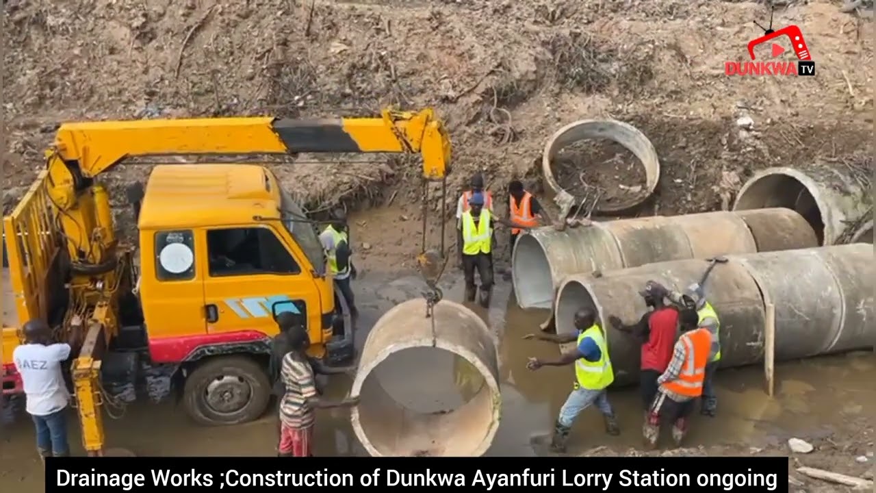 Drainage Works ;Construction of Dunkwa Ayanfuri Lorry Station ongoing