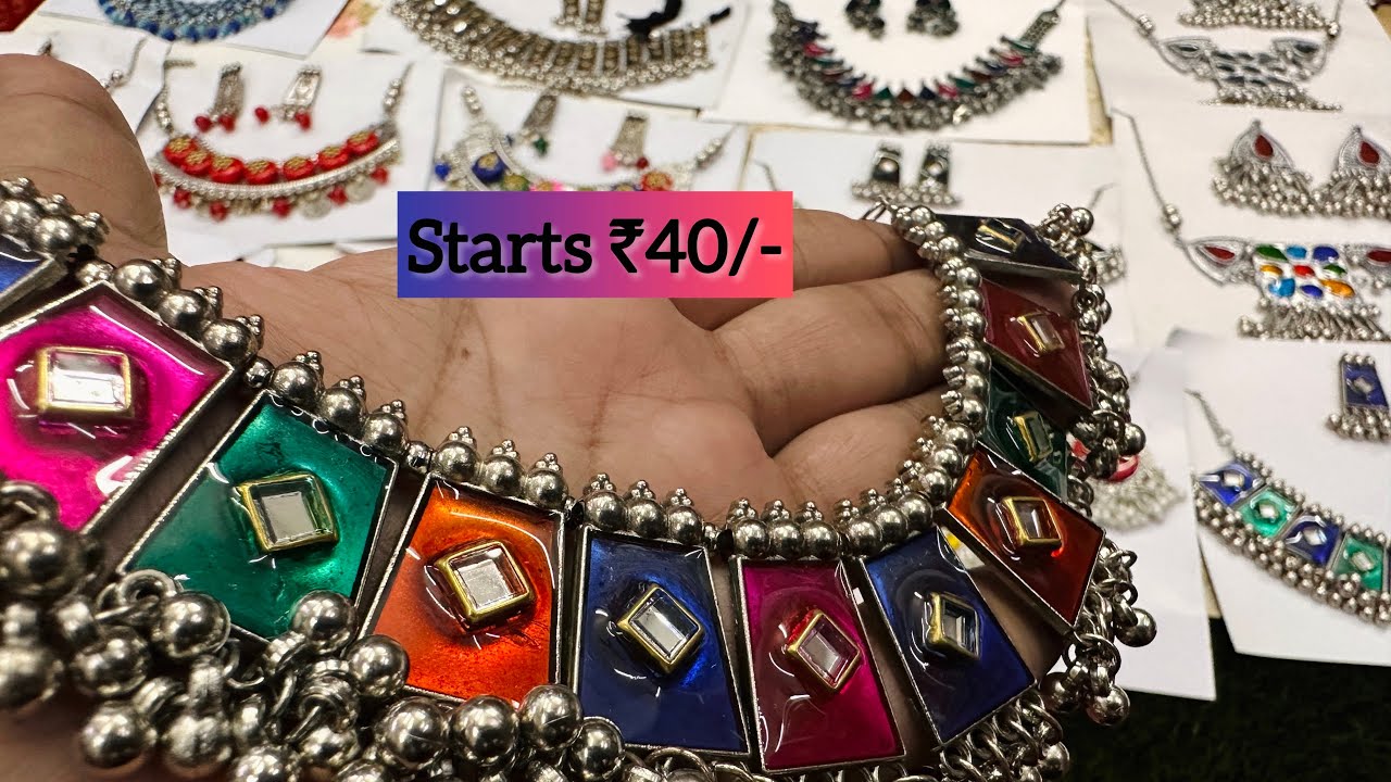 ₹ 40/-Oxidised Necklace with Earrings | Oxidised Jewellery Wholesale Market  | #oxidisedjewellery