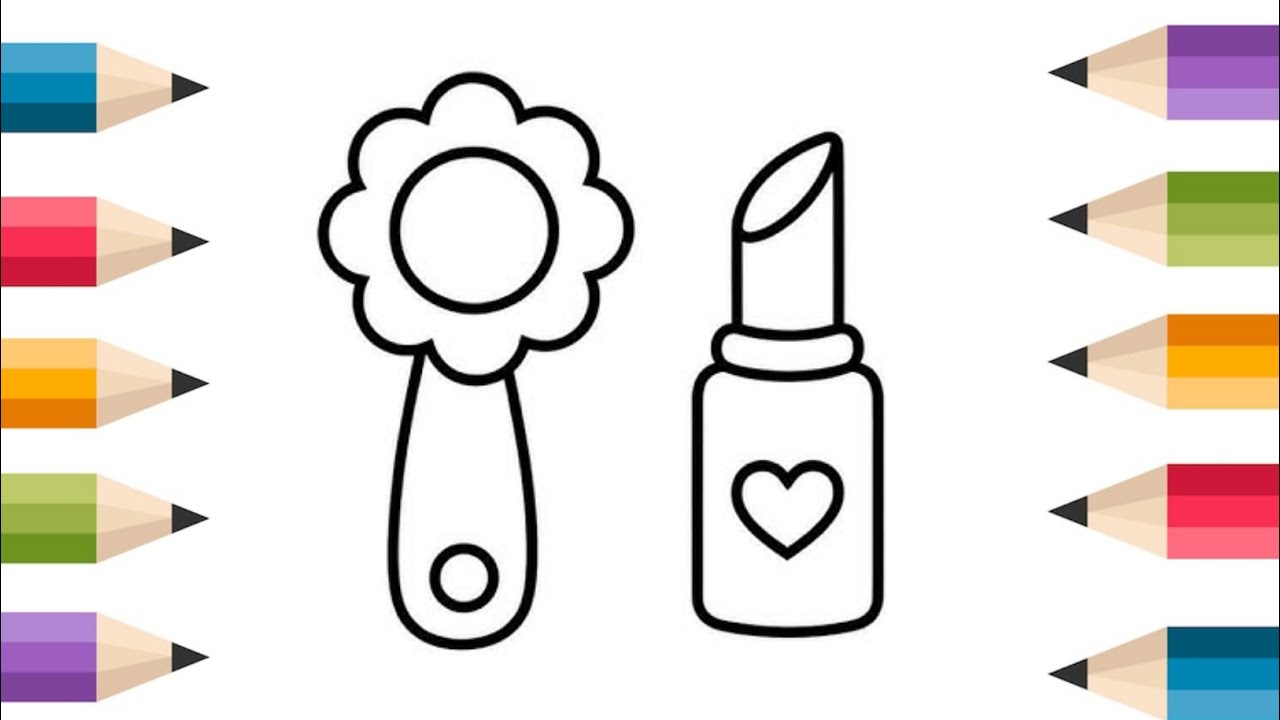 How to draw lipstick with rainbow for kids ? Coloring for kids🎨🎨🎨