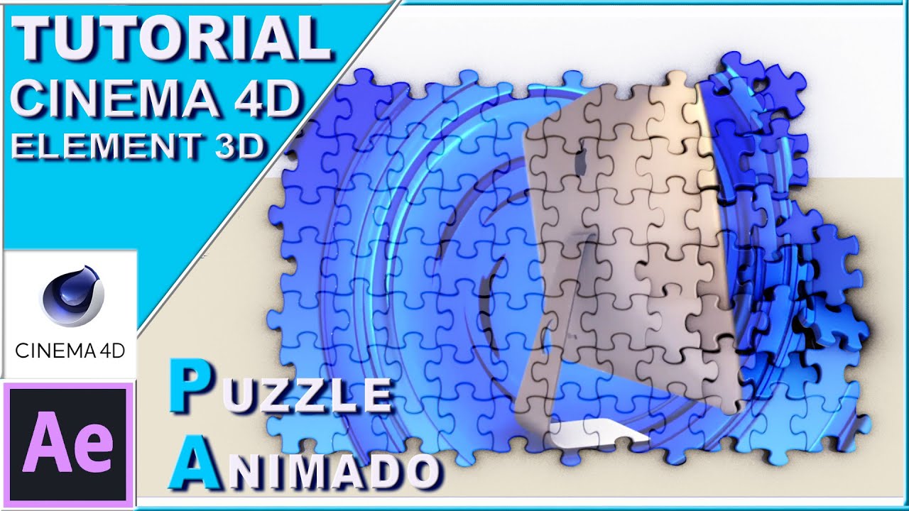 PUZZLE animado nuevo SUSCRÍBETE TUTORIAL | CINEMA 4D |  ELEMENT 3D