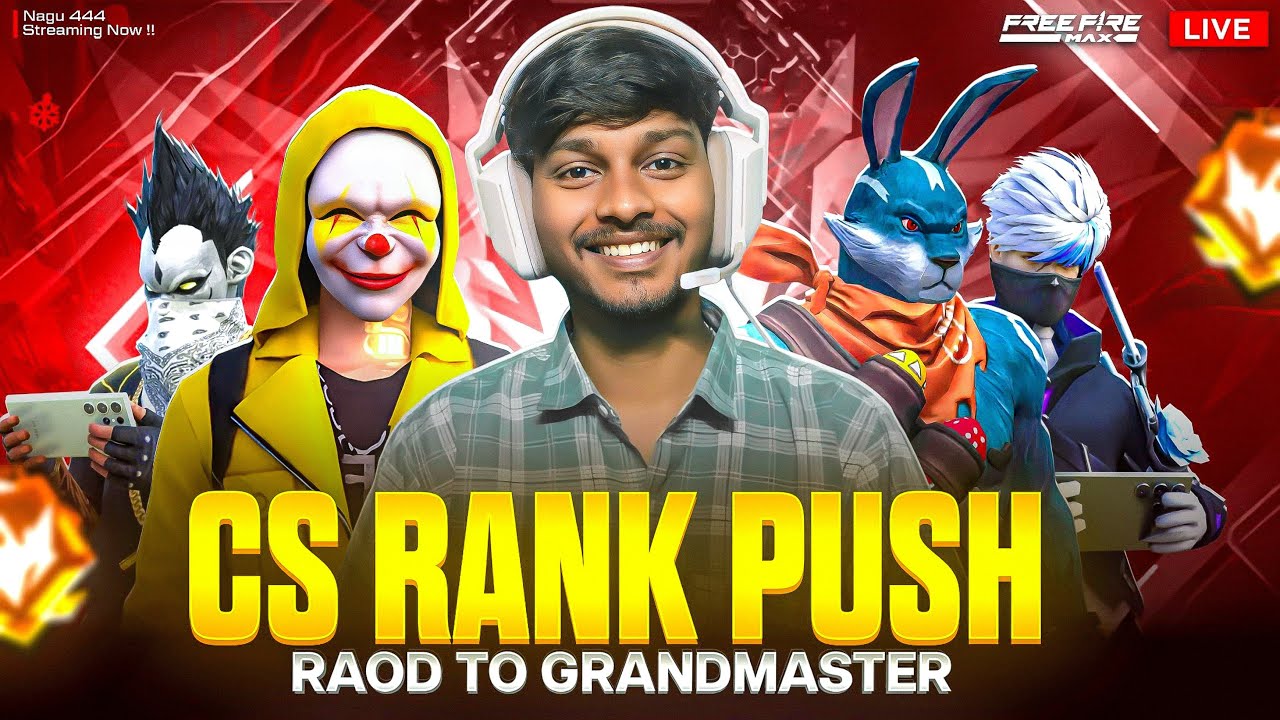 Free fire live  FreeFire CS-Rank Push Live-nagu 444 live||telugu live||ff telugu-Road to GrandMaster
