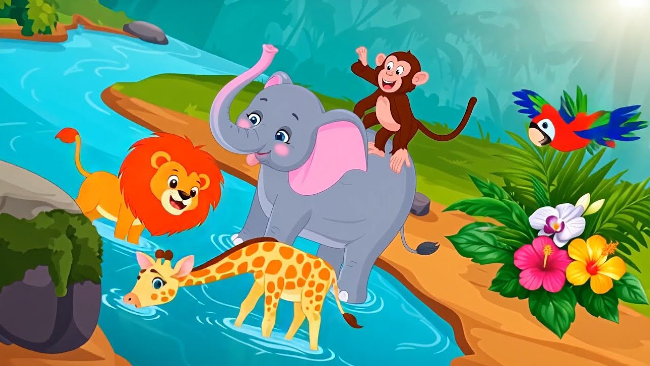 Jungle Animal Friends 🦁🐘🦒 | Fun Kids Song & Animal Adventure | TinyFeet-p3s