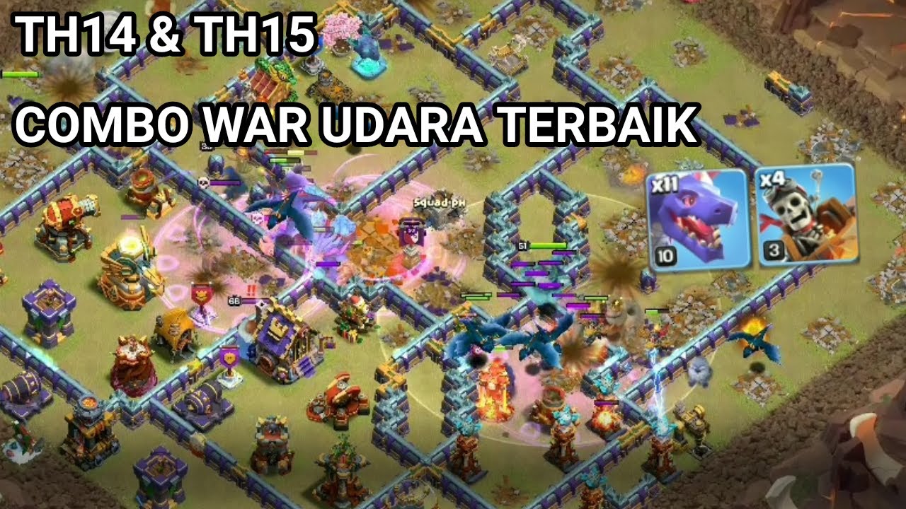 Kombinasi War Udara Terbaik Th14 & Th15 | Clash of clans Gameplay