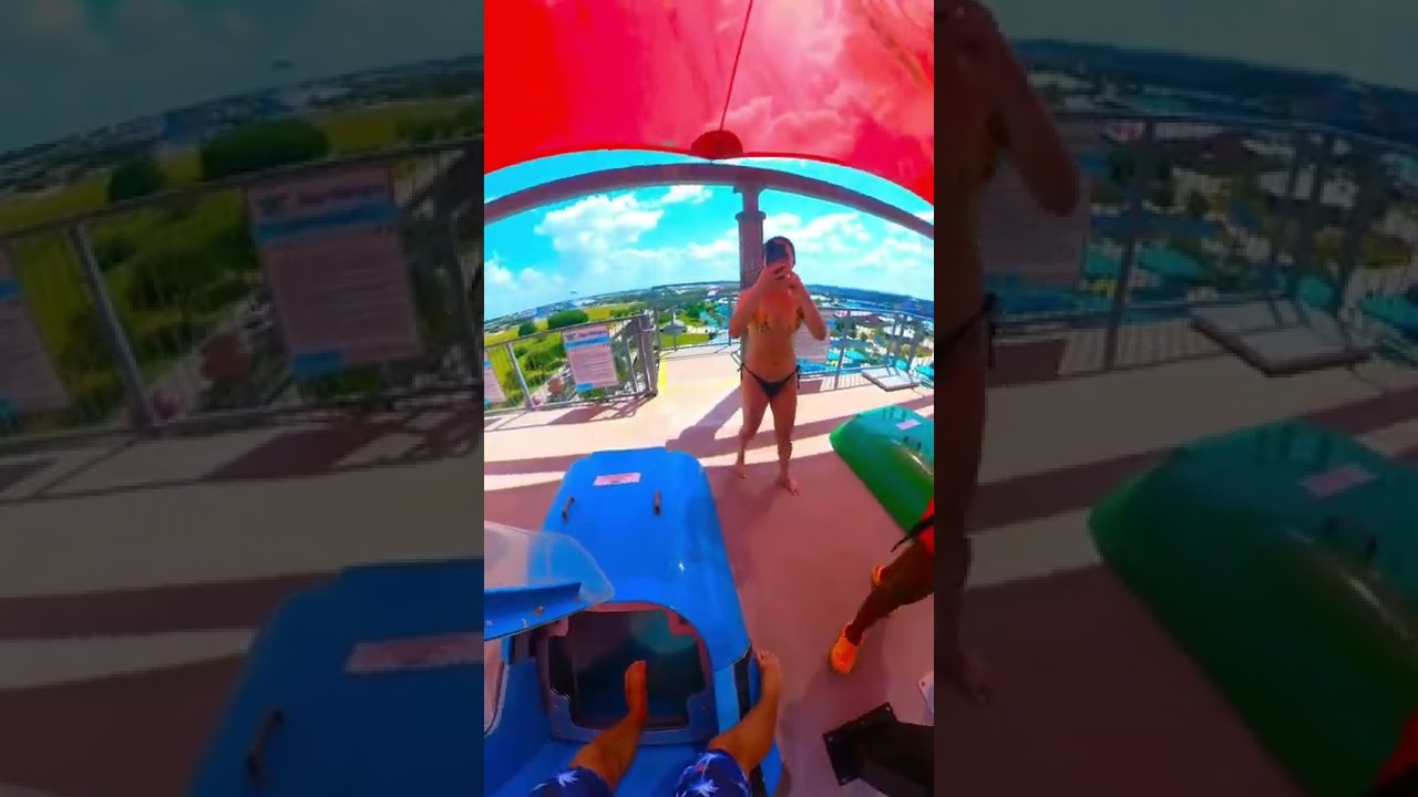 Looping water slide at Typhoon Texas water park Houston! #shorts