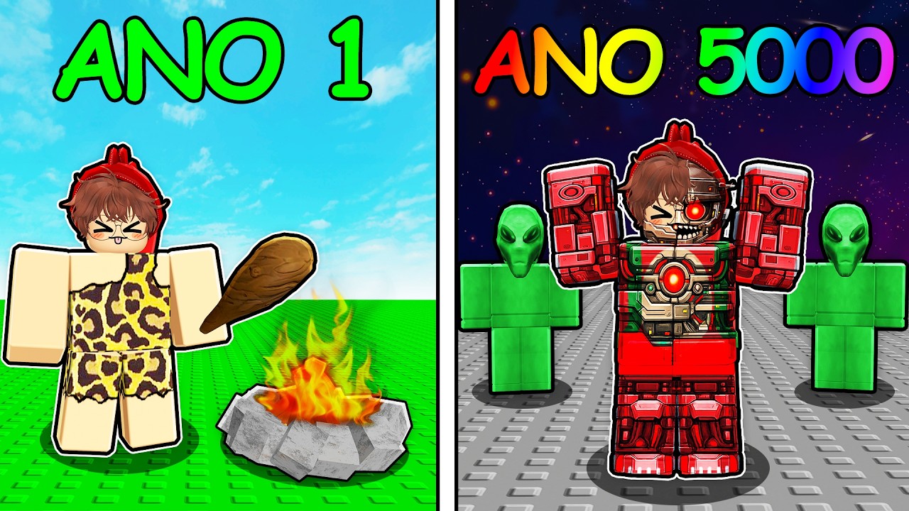 Fui da IDADE DA PEDRA ao FUTURO no Roblox