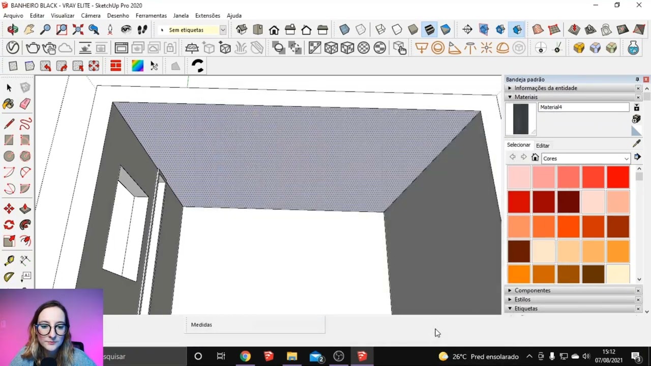 Curso de SketchUp 2022 - Aula 23/23 - Texturas e Blocos do Banheiro