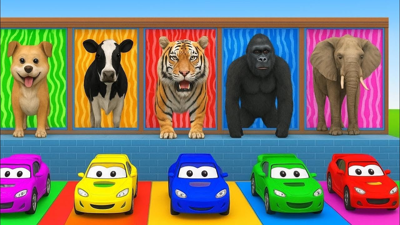 Long Slide Game With Cow Elephant Gorilla Hippopotamus Tiger 3d Animal Game Funny 3d Animals