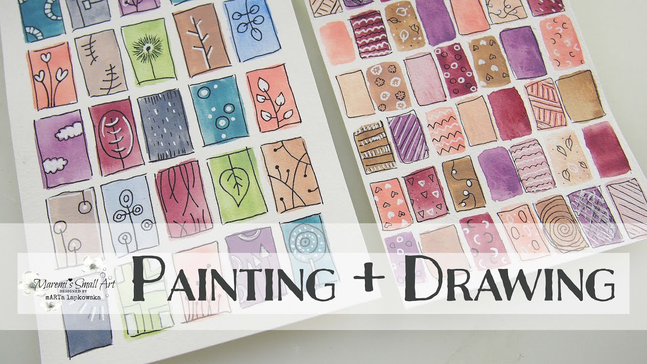 BEGINNERS Watercolor Rectangles & Doodling ~ EASY Painting ♡ Maremi's Small Art ♡