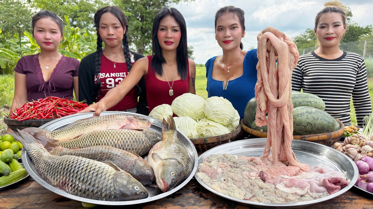 Amazing cooking fish and pork in my countryside recipe | roast fish recipe, steam pork recipe