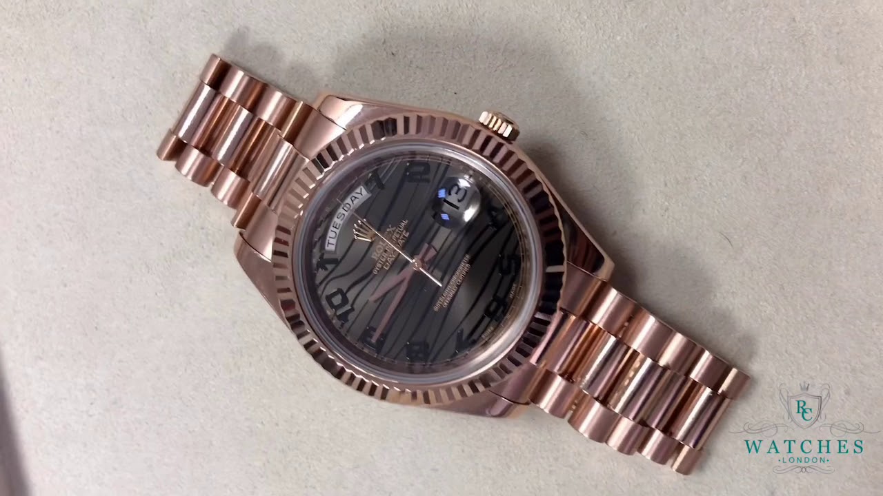 Rolex Daydate ii wave tiger dial rose gold | RCWATCHES