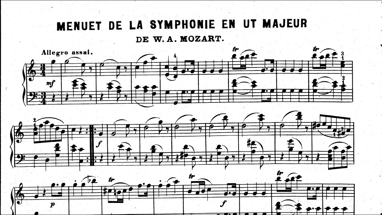 Minuet in C major — W. A. Mozart | Piano Study Guide, Music Sheet