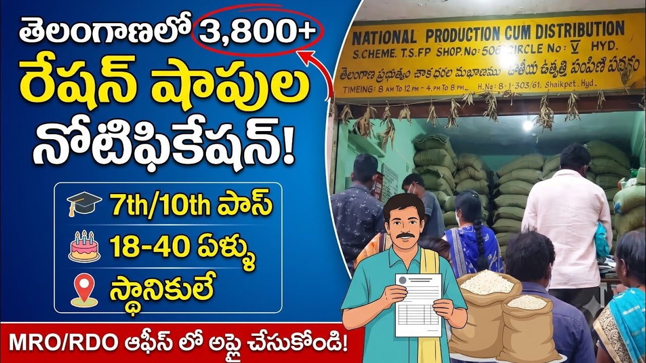 తెలంగాణలో 3,800+ రేషన్ డీలర్ ఉద్యోగాలు | TS Ration Shop Dealer Notification 2026 | Apply Now