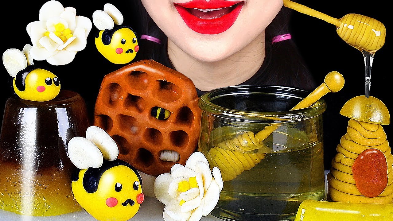 ASMR *HONEYCOMB* HONEYBEE KOHAKUTO MUKBANG DESSERTS EATING SOUNDS 꿀벌 벌집꿀 먹방 코하쿠토 젤리 디저트 이팅 사운드