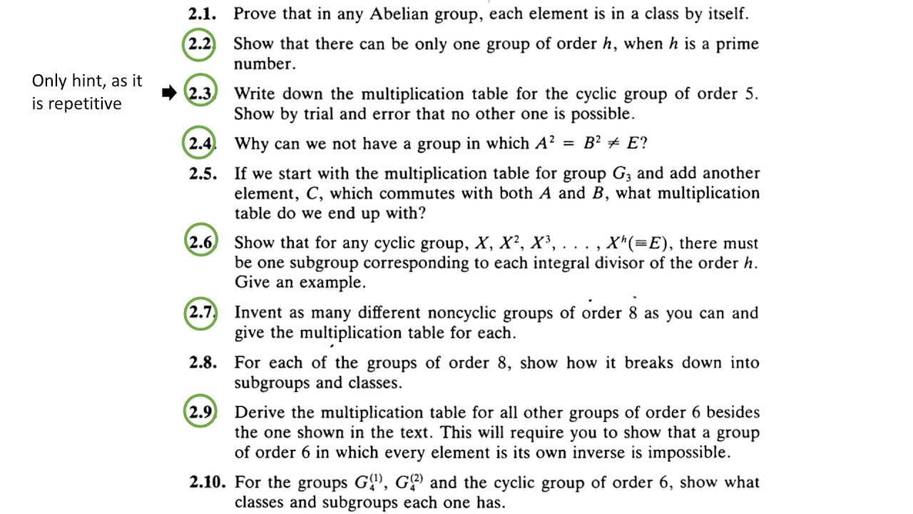 Chemical Applications of Group Theory, Cotton. Ch 2: groups of small order & selected exercises