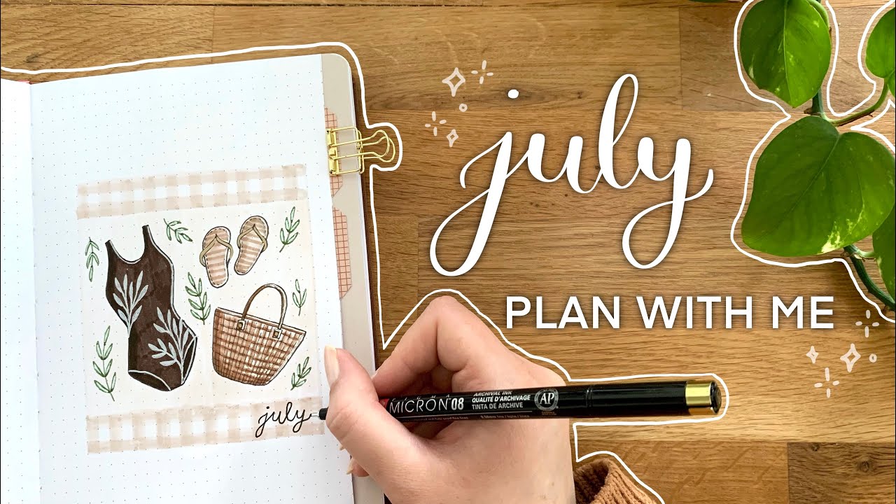 Plan With Me | 2022 July Bullet Journal Setup | Neutral Beach Bujo Theme
