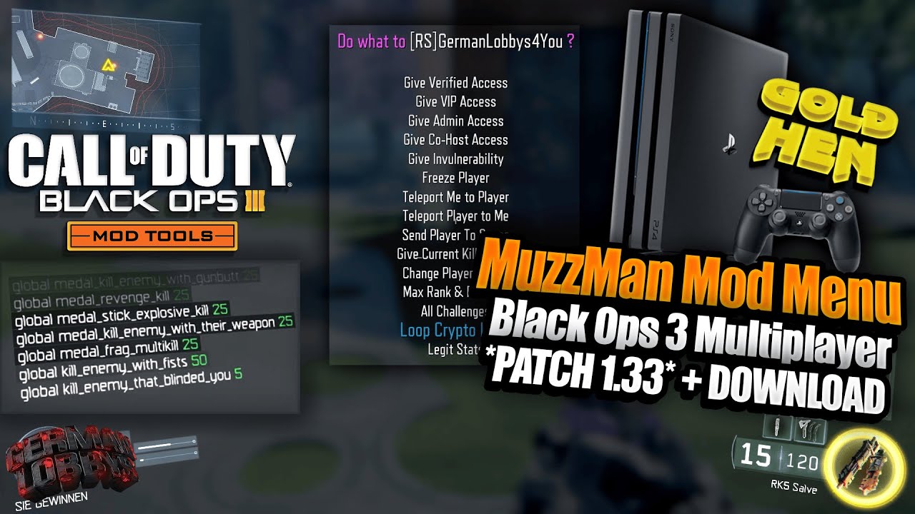 Black Ops 3 MuzzMan Mod Menu [PS4/HEN]