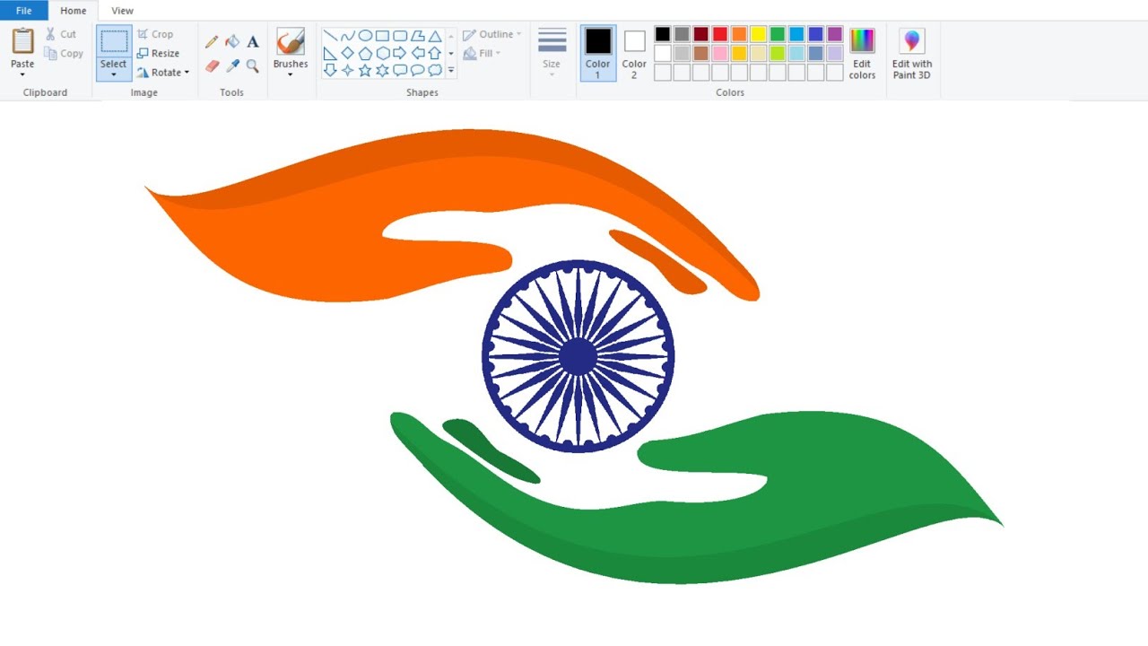 How to draw in Ms Paint | Republic Day Poster Drawing | Republic Day Drawing.