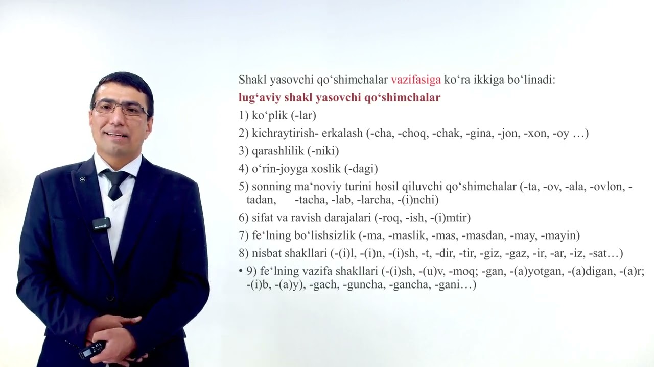 Qoʻshimchalar tasnifi