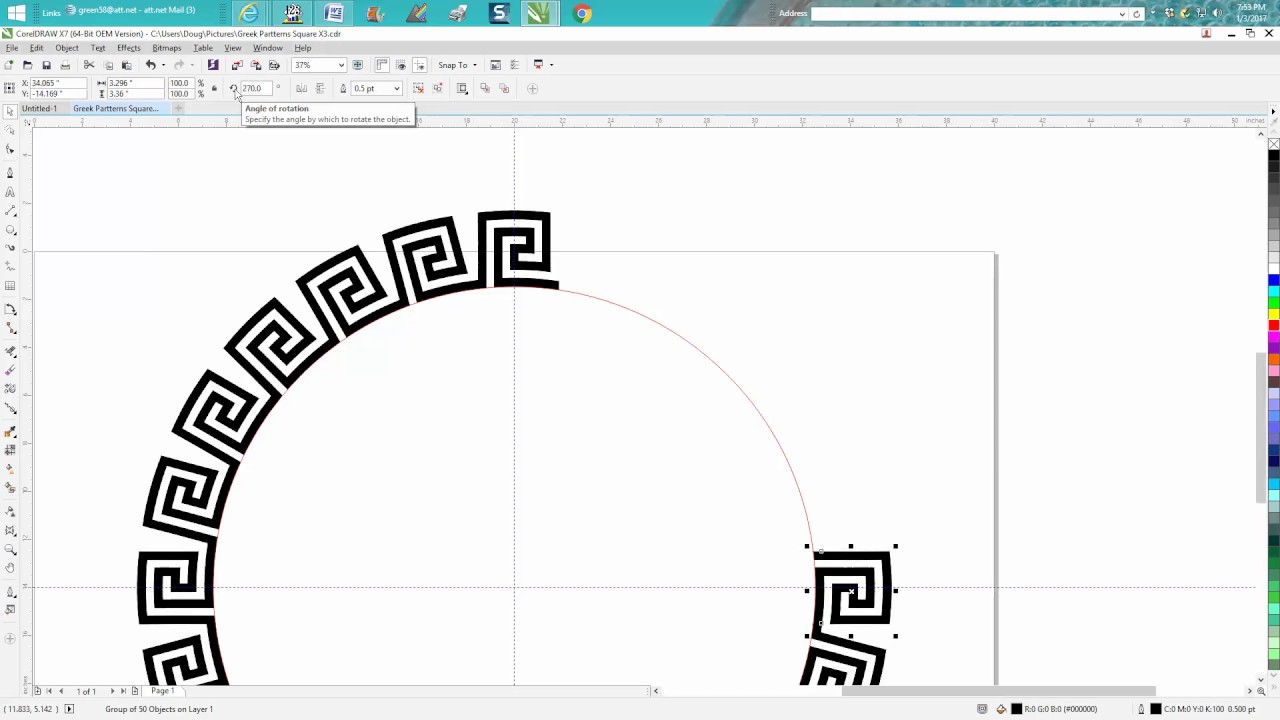 Советы и рекомендации по Corel Draw: греческий узор, круглая форма, простая