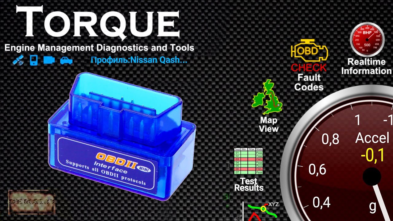 Тест сканера ELM327 OBD2 для компьютерной диагностики автомобилей. Nissan Qashqai. Torque Pro