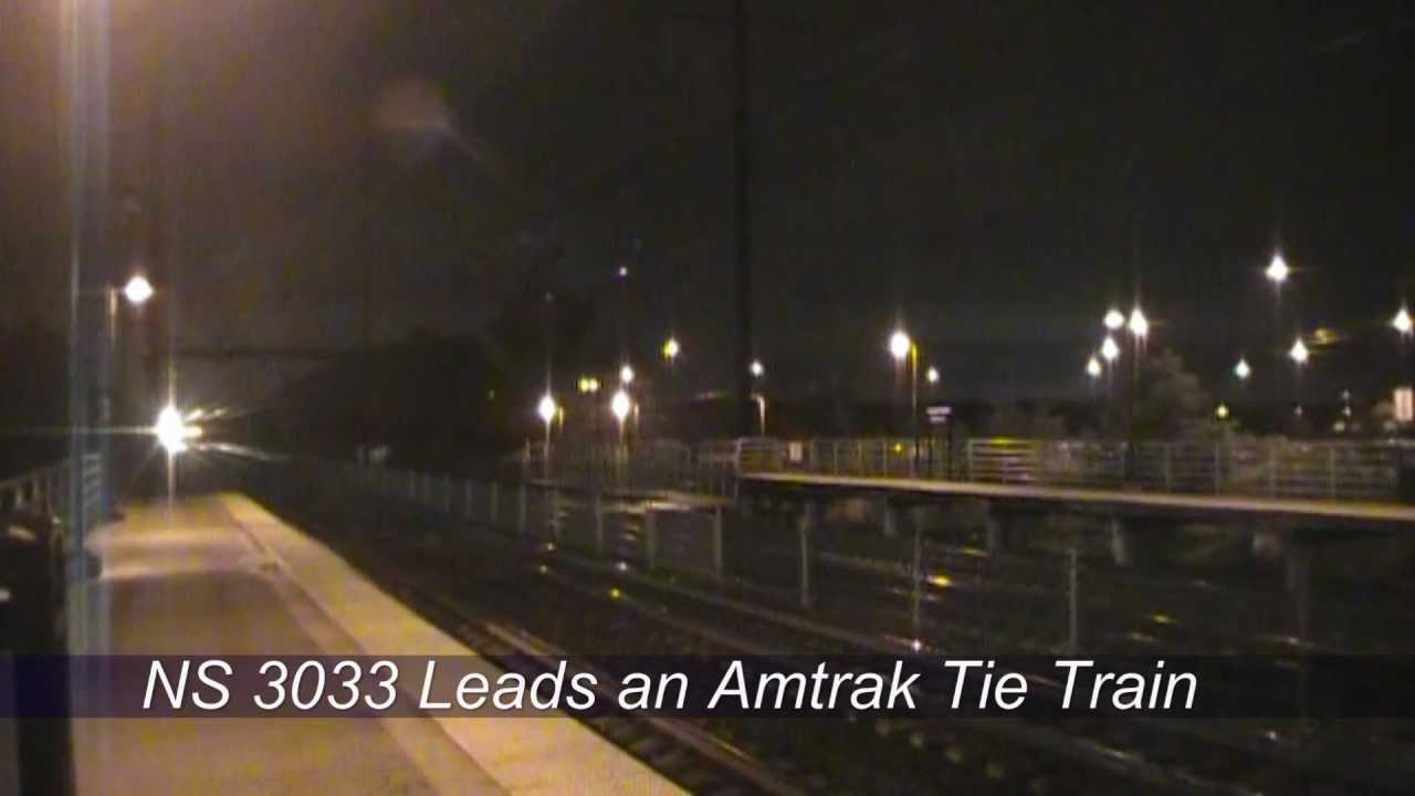 Amtrak Tie Train lead by NS 3033 through Edison, NJ