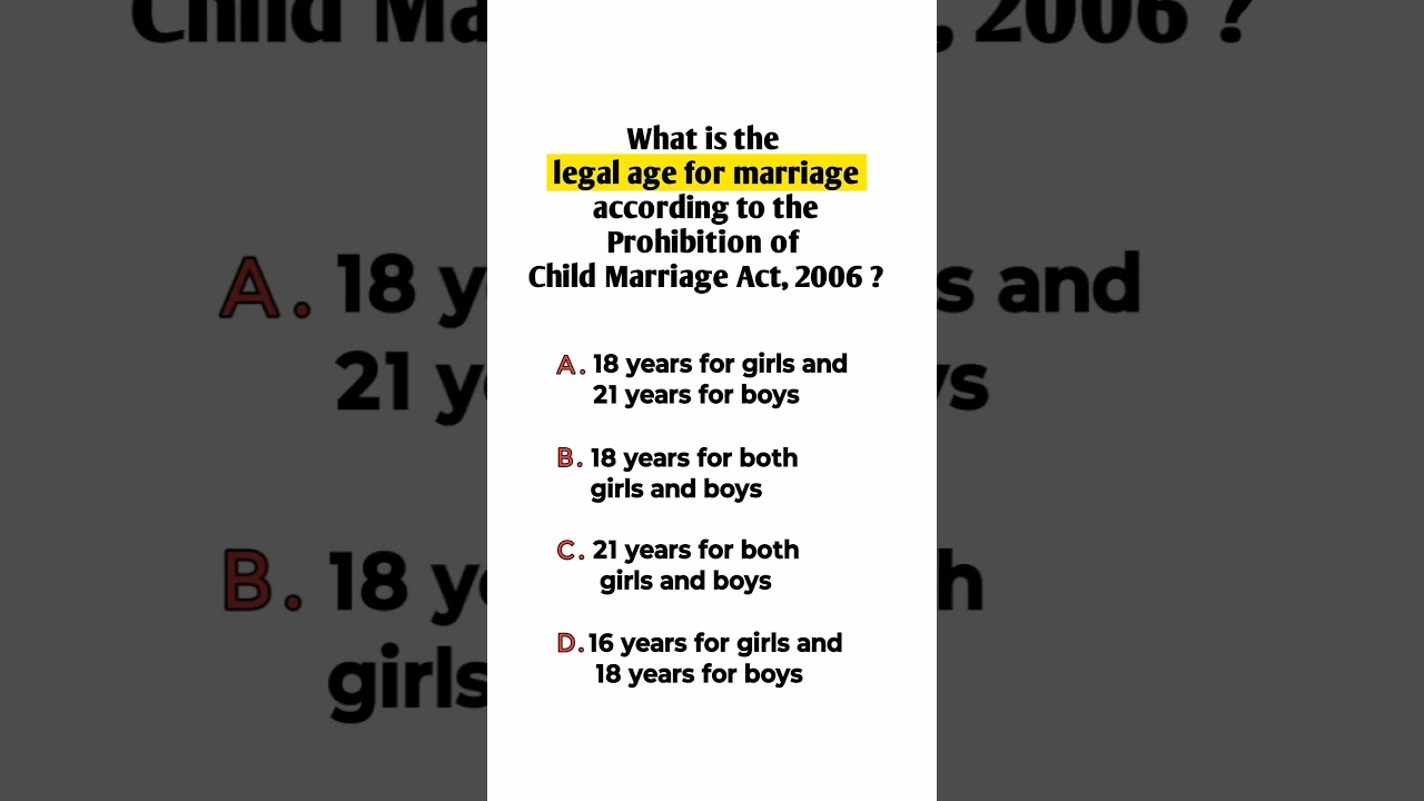 Prohibition of child marriage act, 2006 #question #answer #lawquiz