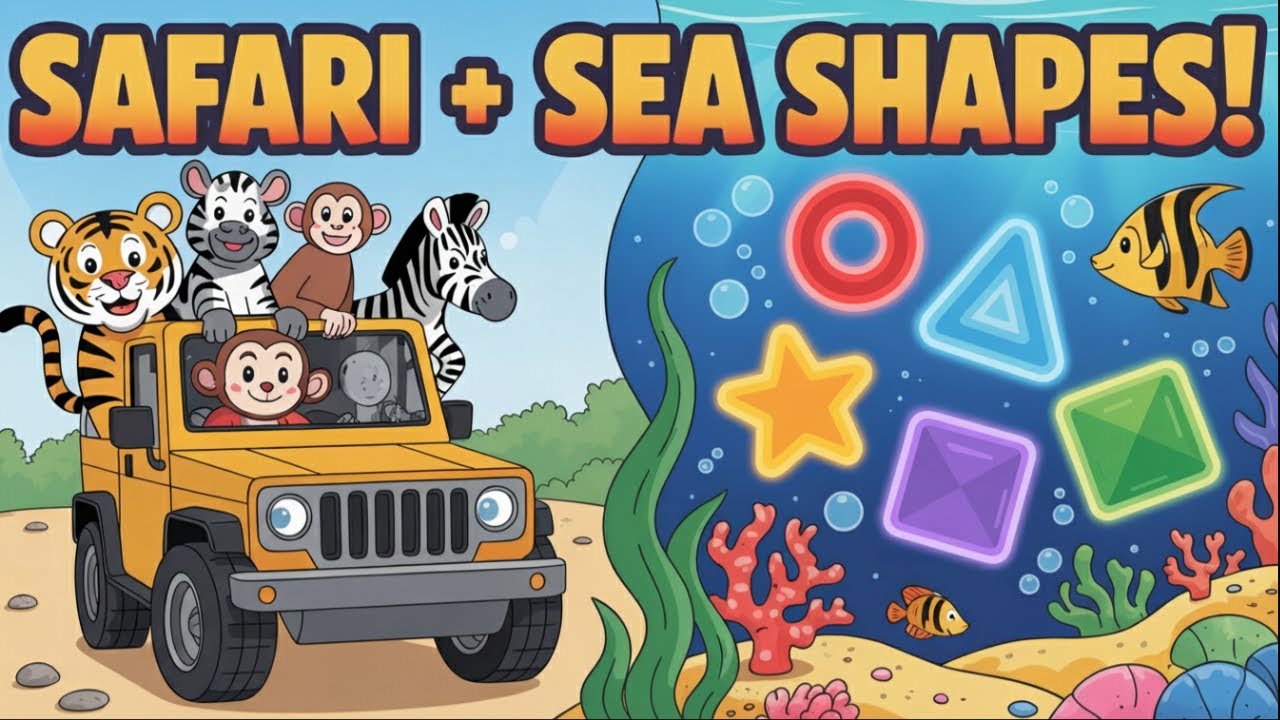 Shape Safari Splash 🌴 | Learn Shapes and Colors Song for Kids | Jungle Adventure with Animals