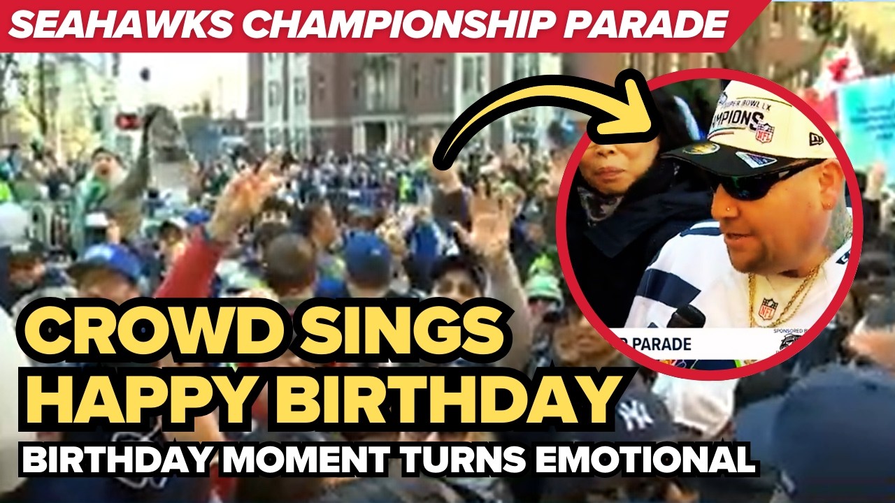 Emotional moment: wife tears up as crowd celebrates Seahawks fan&rsquo;s birthday