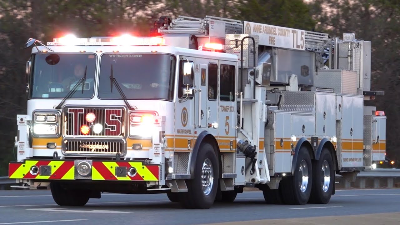 Anne Arundel County Fire Department Tower Ladder 5 & Medic 5 Responding 12/30/34