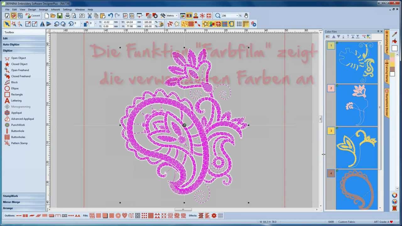 BERNINA Sticksoftware 7: Erste Schritte, bestehende Stickmotive bearbeiten