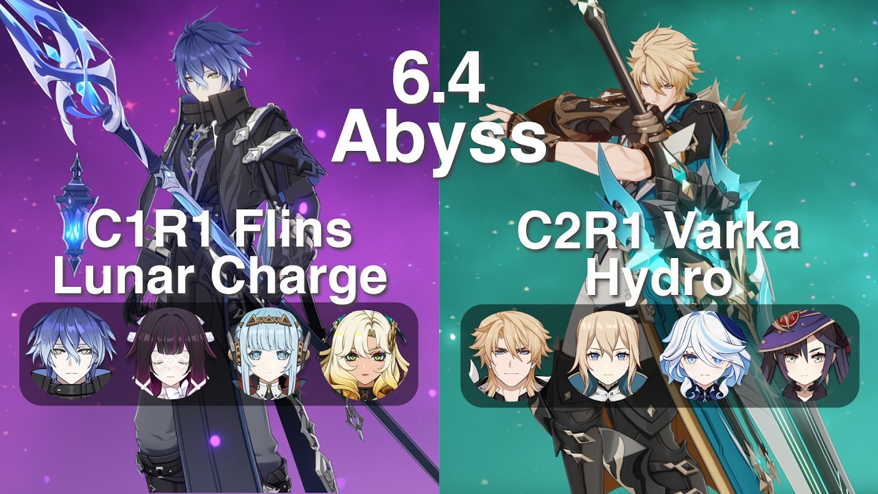 C1R1 Flins Lunar Charged & C2R1 Varka Hydro | 6.4 Abyss | Genshin Impact
