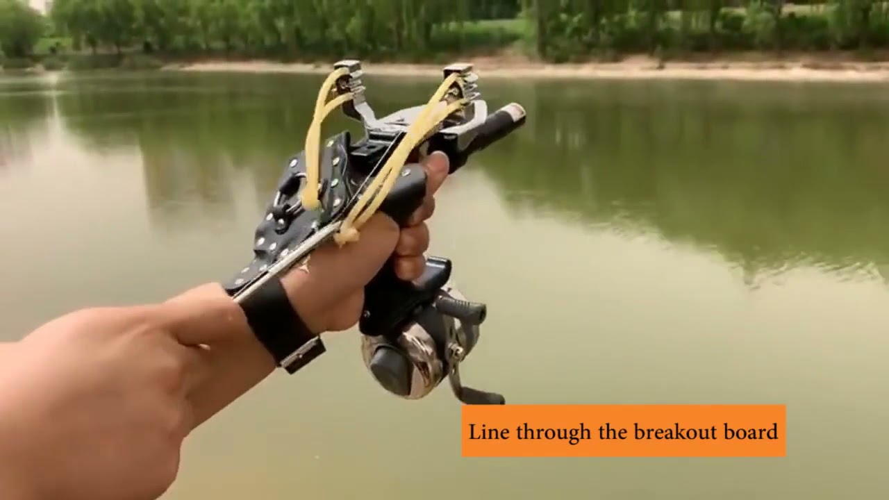 Estilingue de Pesca Tiro ao Ar Livre Carretel de Pesca + Dardos Luvas de Prote&ccedil;&atilde;o + Lanterna